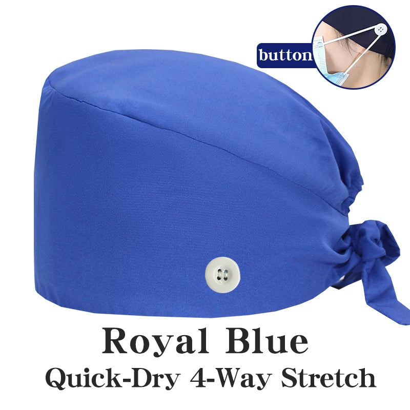 Comfort Fit Scrub Cap/Adjustable, Soft Stretch & Button Ear Relief