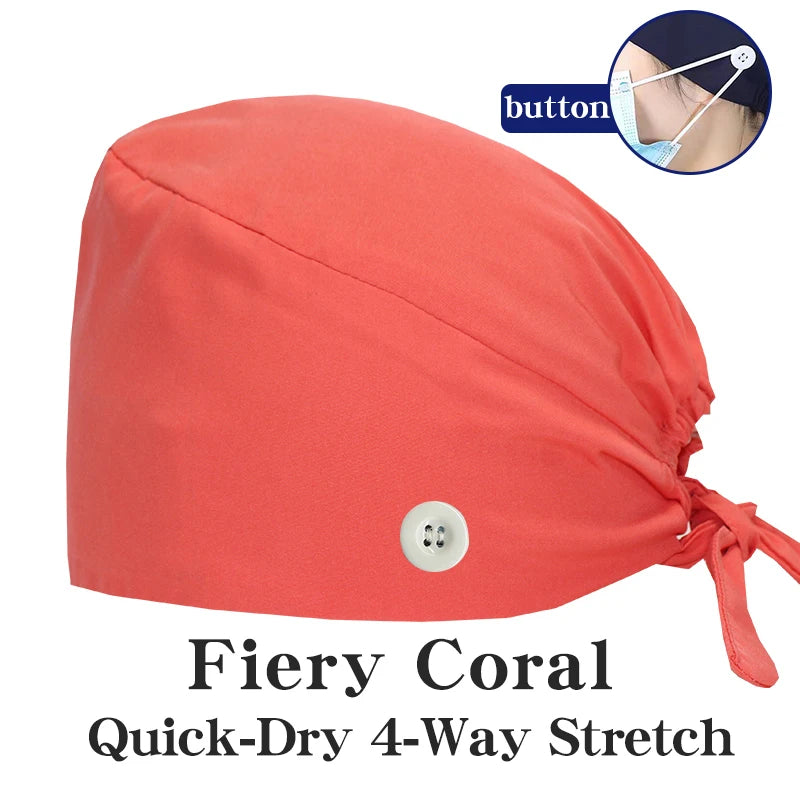 Comfort Fit Scrub Cap/Adjustable, Soft Stretch & Button Ear Relief