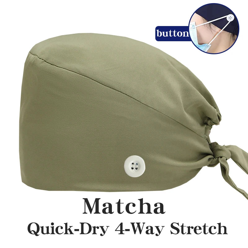 Comfort Fit Scrub Cap/Adjustable, Soft Stretch & Button Ear Relief