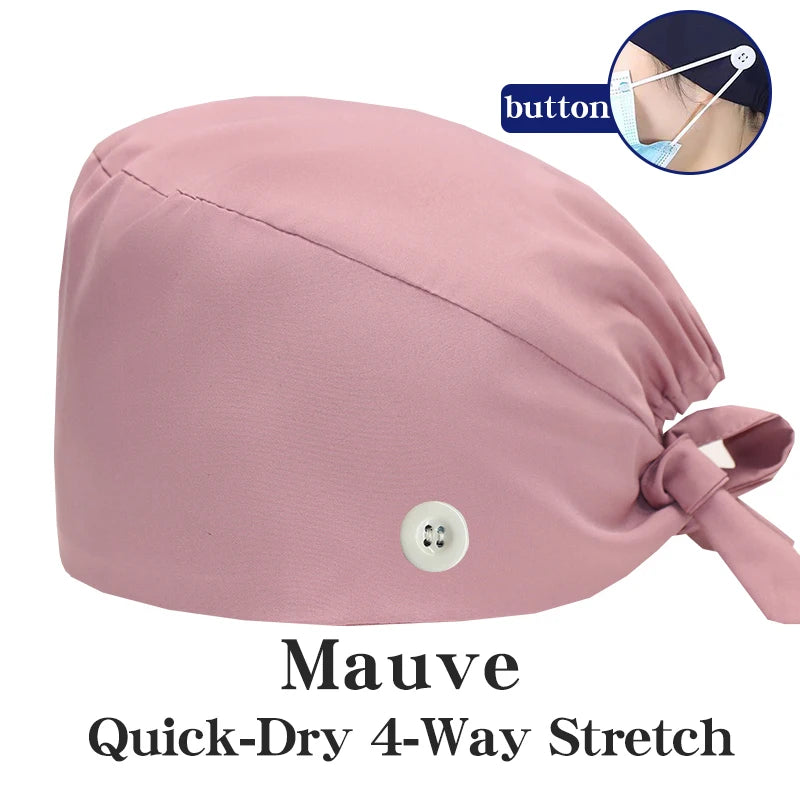 Comfort Fit Scrub Cap/Adjustable, Soft Stretch & Button Ear Relief