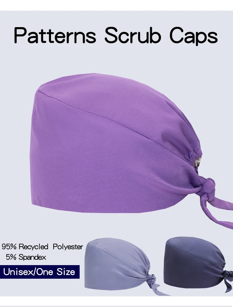 Comfort Fit Scrub Cap/Adjustable, Soft Stretch & Button Ear Relief