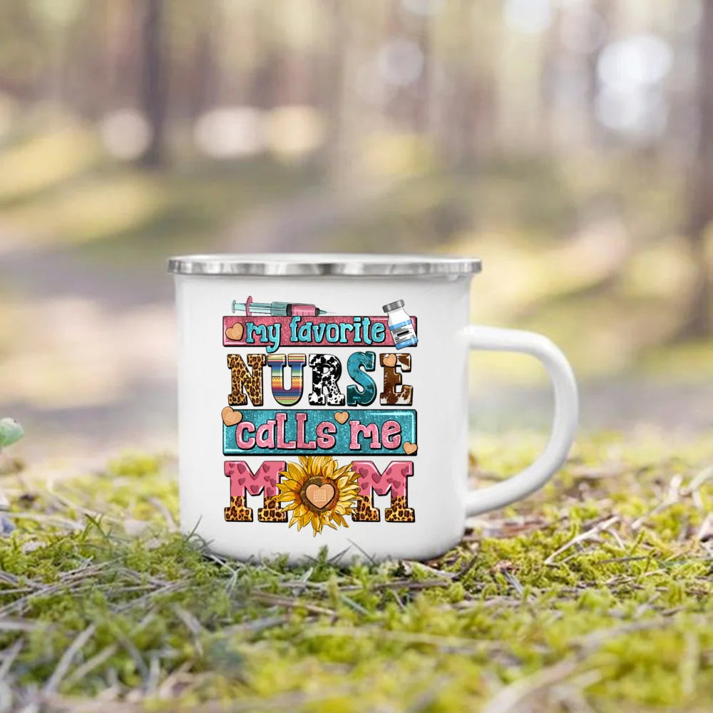 Nurse Life Print Enamel Coffee Mugs