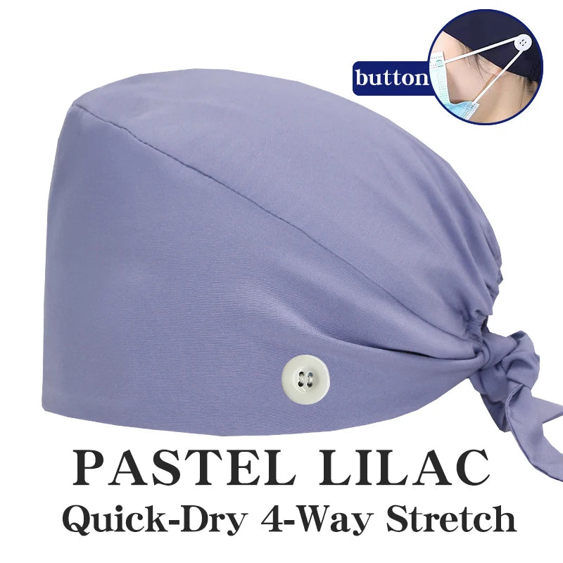 Comfort Fit Scrub Cap/Adjustable, Soft Stretch & Button Ear Relief