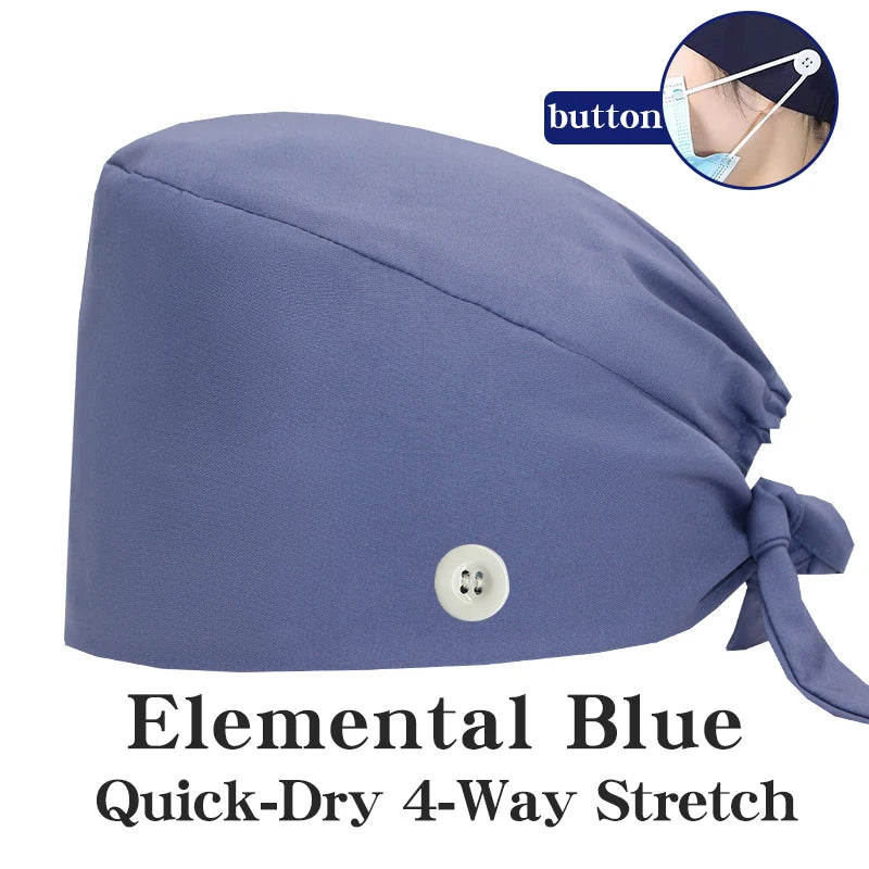 Comfort Fit Scrub Cap/Adjustable, Soft Stretch & Button Ear Relief