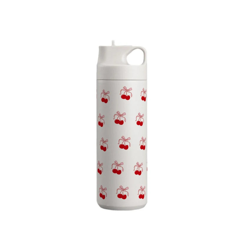 Cherry Bow Aesthetic Tumbler/ Cute Insulated Water Bottle