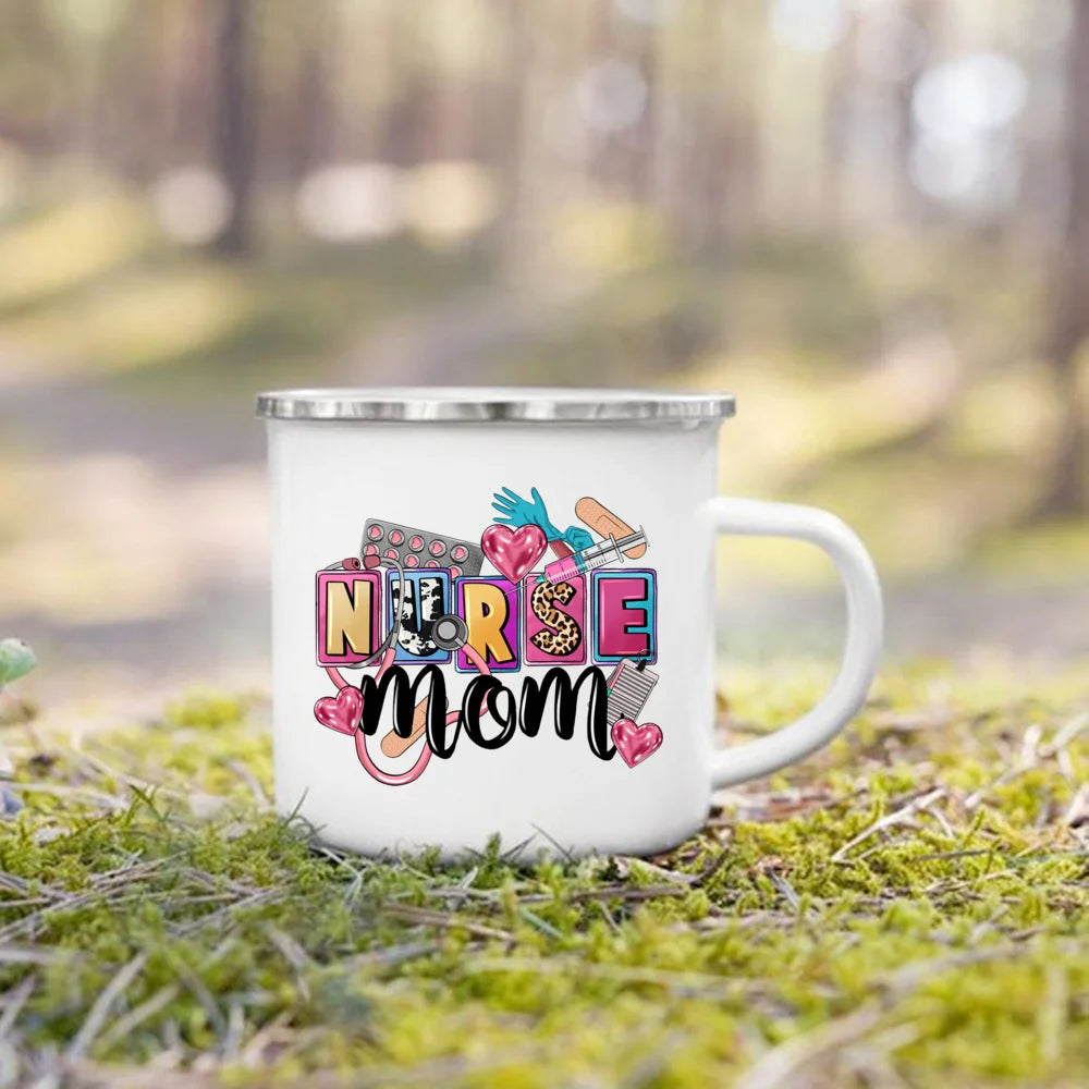Nurse Life Print Enamel Coffee Mugs