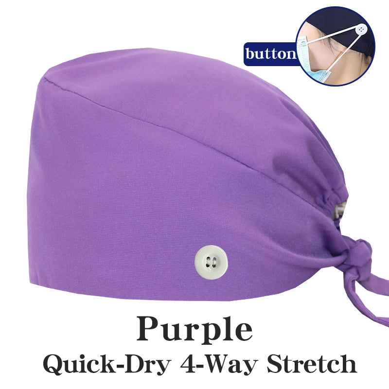 Comfort Fit Scrub Cap/Adjustable, Soft Stretch & Button Ear Relief