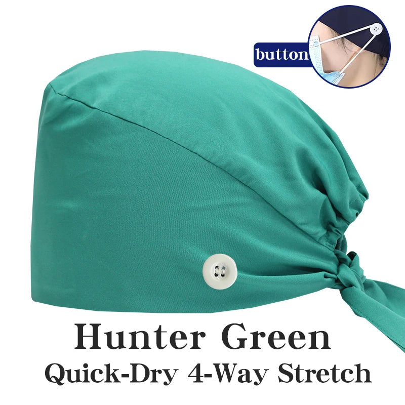 Comfort Fit Scrub Cap/Adjustable, Soft Stretch & Button Ear Relief