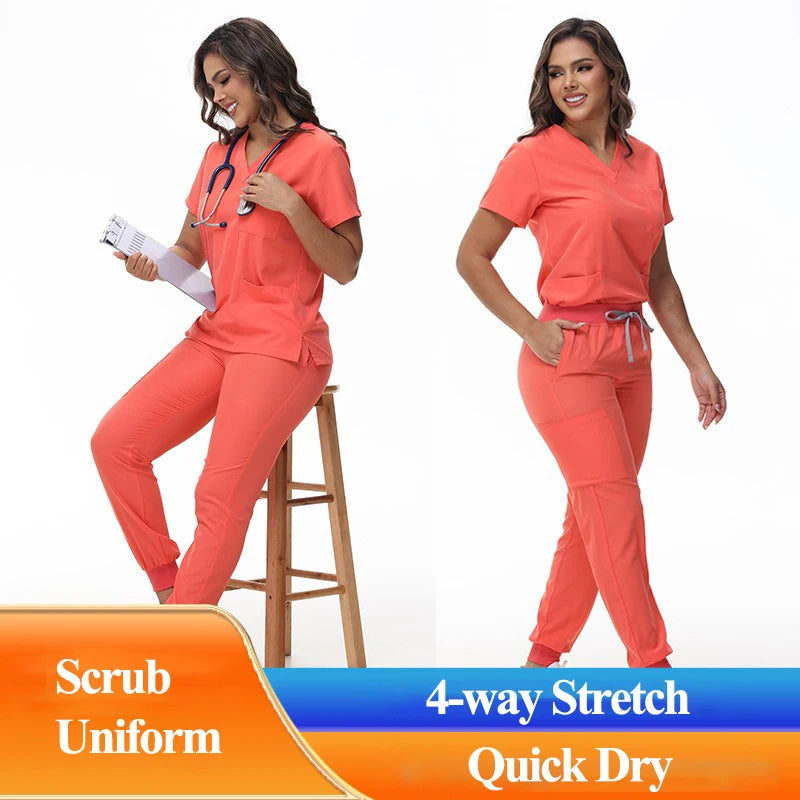 Classic Stretch Quick-Dry Medical Scrub Set