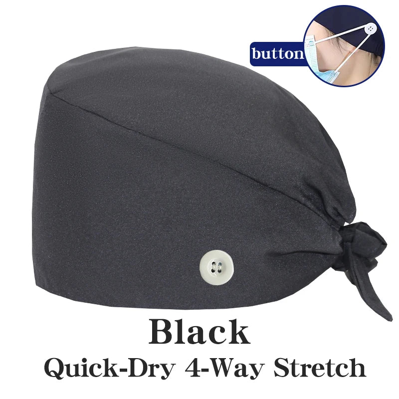 Comfort Fit Scrub Cap/Adjustable, Soft Stretch & Button Ear Relief