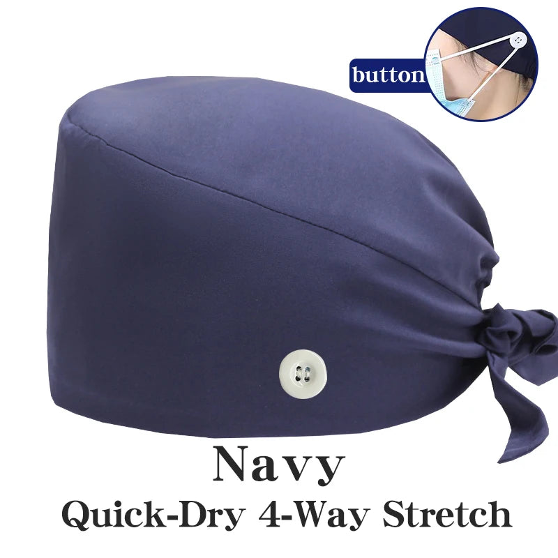 Comfort Fit Scrub Cap/Adjustable, Soft Stretch & Button Ear Relief