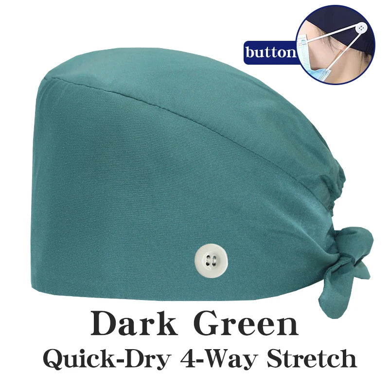 Comfort Fit Scrub Cap/Adjustable, Soft Stretch & Button Ear Relief