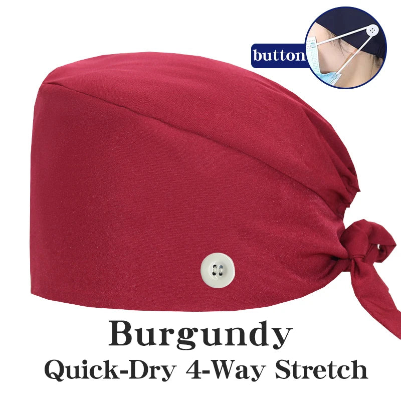 Comfort Fit Scrub Cap/Adjustable, Soft Stretch & Button Ear Relief