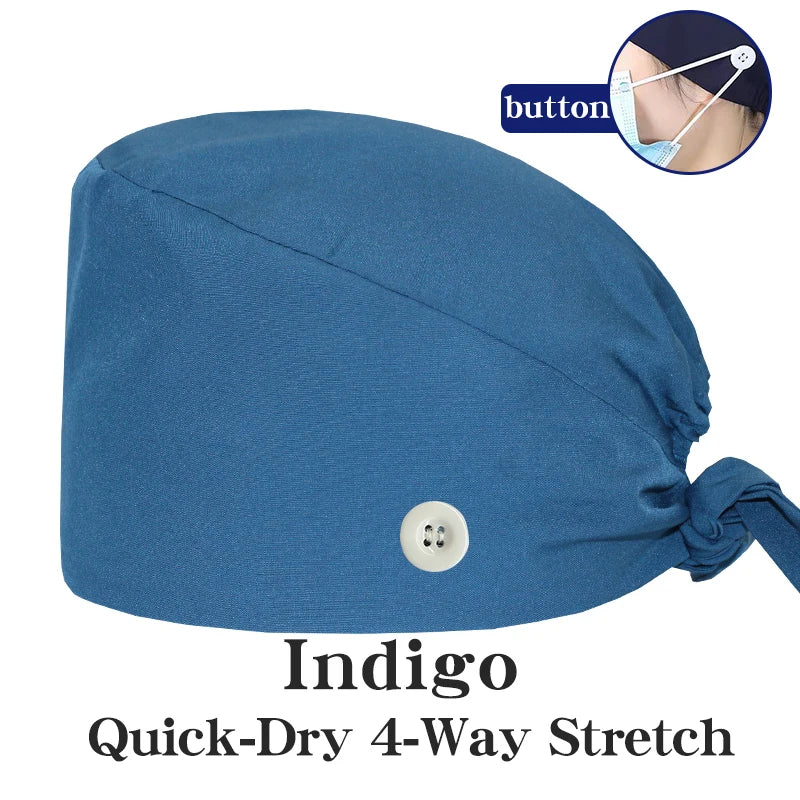 Comfort Fit Scrub Cap/Adjustable, Soft Stretch & Button Ear Relief