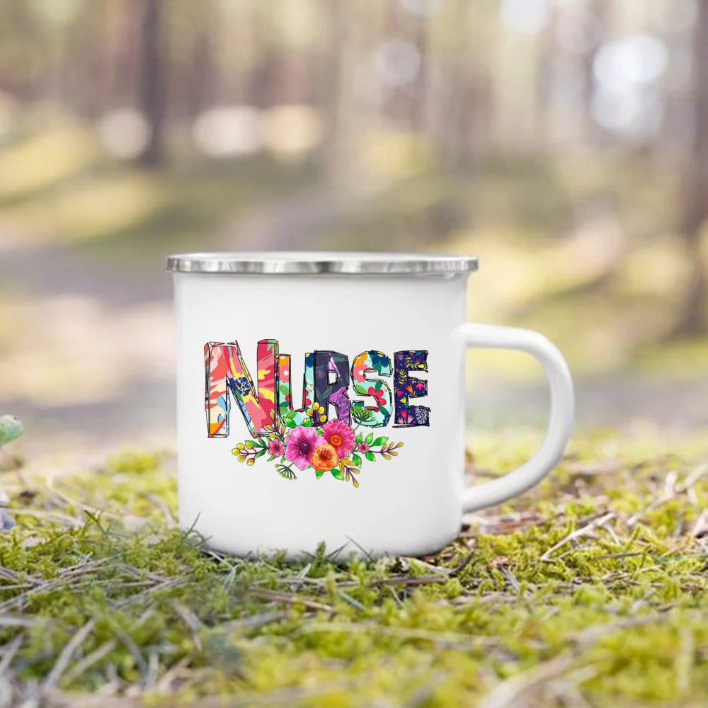 Nurse Life Print Enamel Coffee Mugs