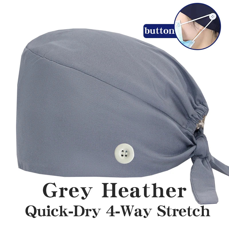 Comfort Fit Scrub Cap/Adjustable, Soft Stretch & Button Ear Relief