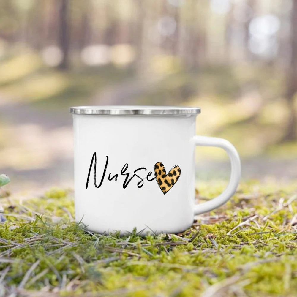 Nurse Life Print Enamel Coffee Mugs