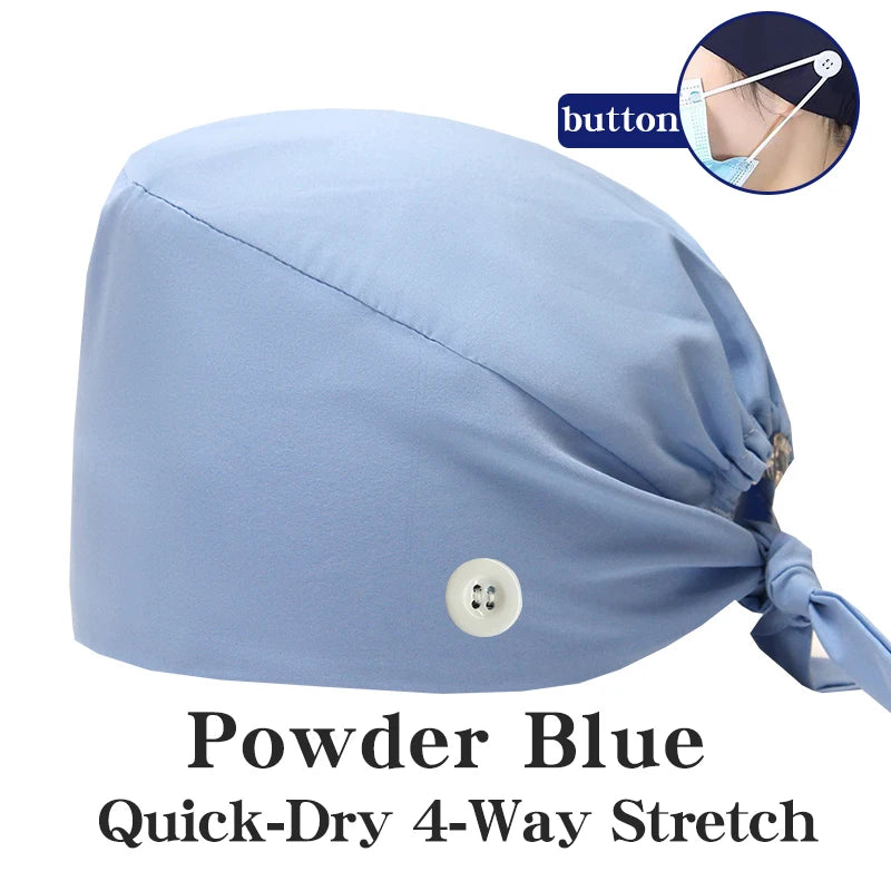 Comfort Fit Scrub Cap/Adjustable, Soft Stretch & Button Ear Relief