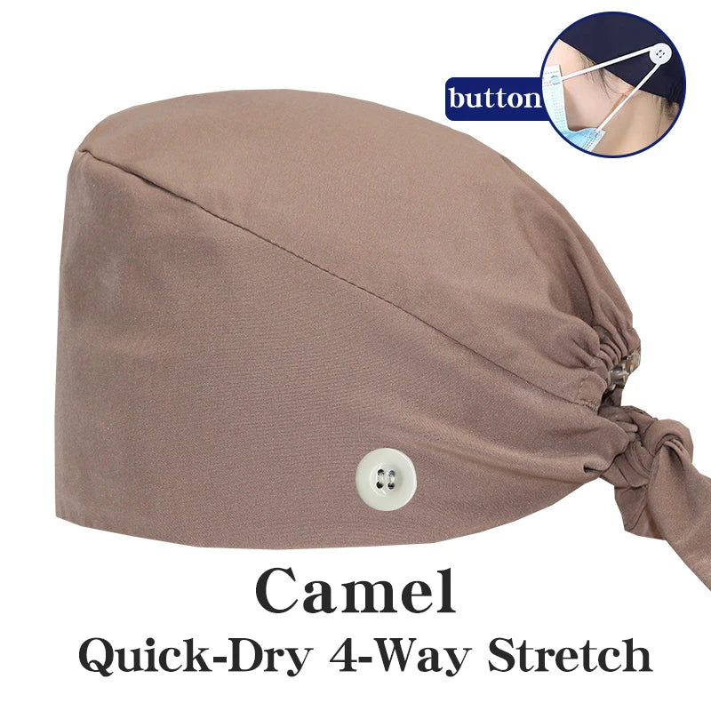 Comfort Fit Scrub Cap/Adjustable, Soft Stretch & Button Ear Relief