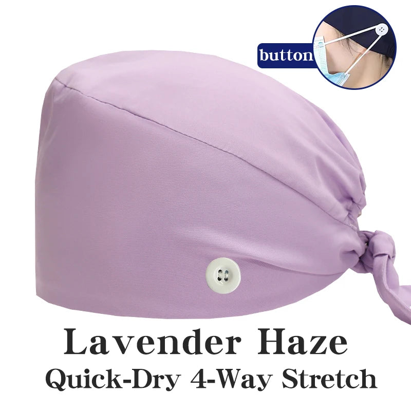 Comfort Fit Scrub Cap/Adjustable, Soft Stretch & Button Ear Relief