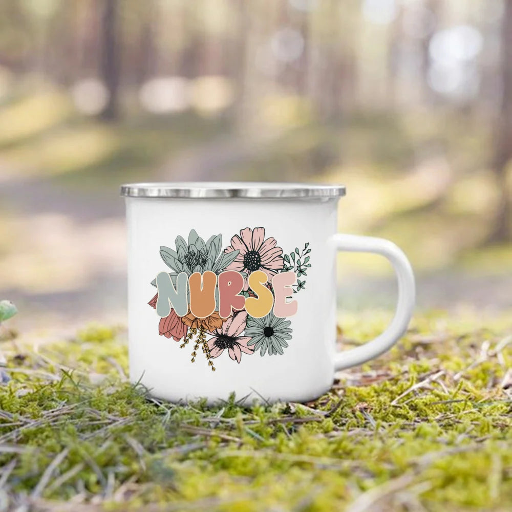 Nurse Life Print Enamel Coffee Mugs
