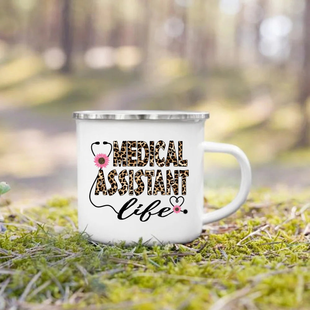 Nurse Life Print Enamel Coffee Mugs