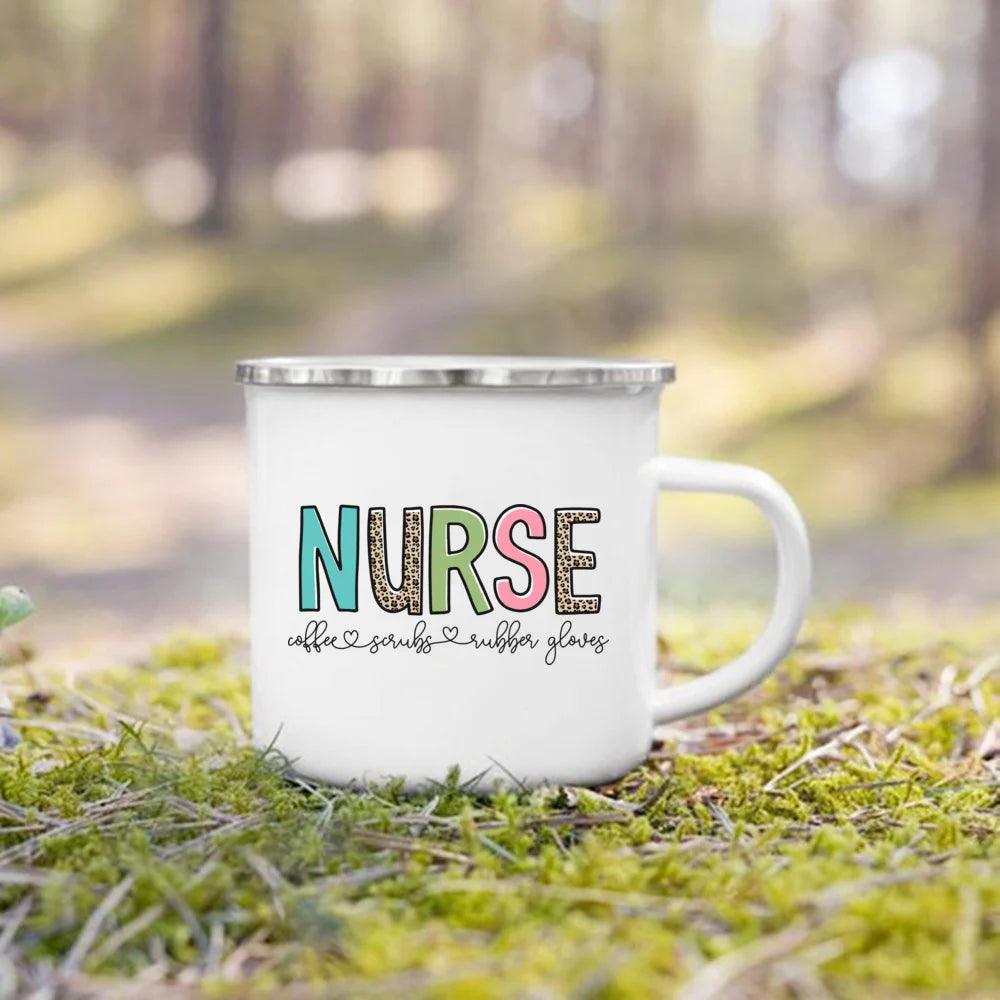 Nurse Life Print Enamel Coffee Mugs