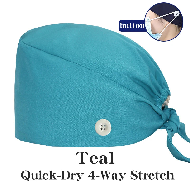 Comfort Fit Scrub Cap/Adjustable, Soft Stretch & Button Ear Relief