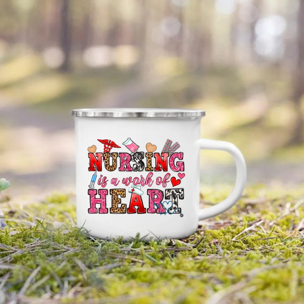 Nurse Life Print Enamel Coffee Mugs