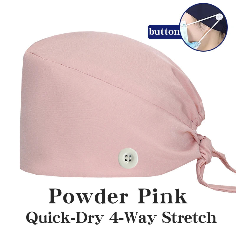 Comfort Fit Scrub Cap/Adjustable, Soft Stretch & Button Ear Relief