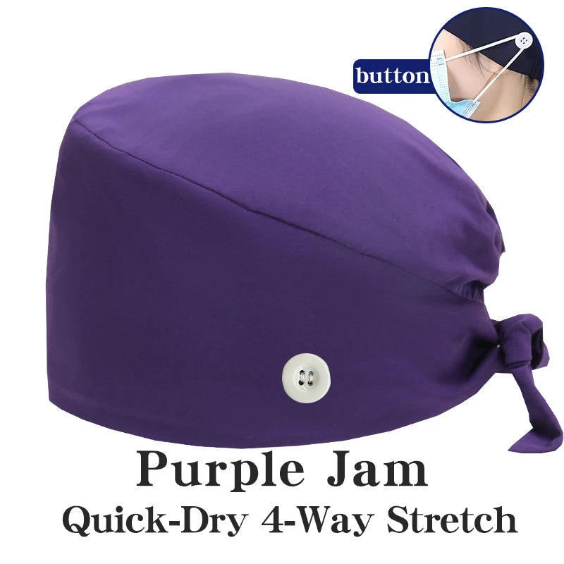 Comfort Fit Scrub Cap/Adjustable, Soft Stretch & Button Ear Relief